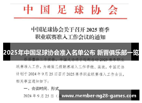 2025年中国足球协会准入名单公布 新晋俱乐部一览