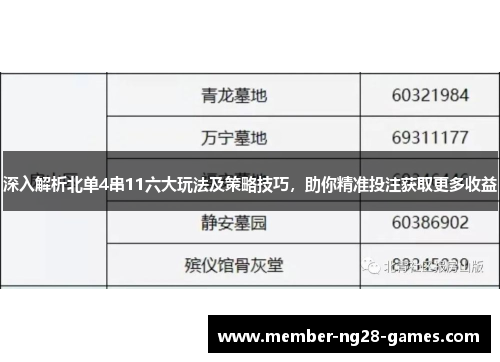 深入解析北单4串11六大玩法及策略技巧，助你精准投注获取更多收益